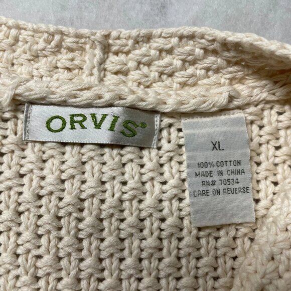 Orvis Womens Cream Textured Knit Open Front Pocket Cardigan Sweater Size XL - Picture 3 of 8